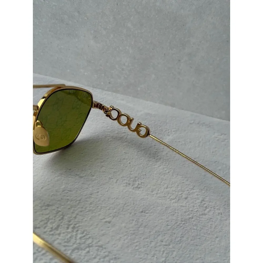 NEW Gucci GG1804S Green Mirror Aviator Logo Sunglasses